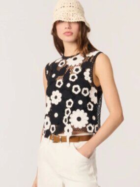Maje Floral Crochet Top- Sz 1, camisole included